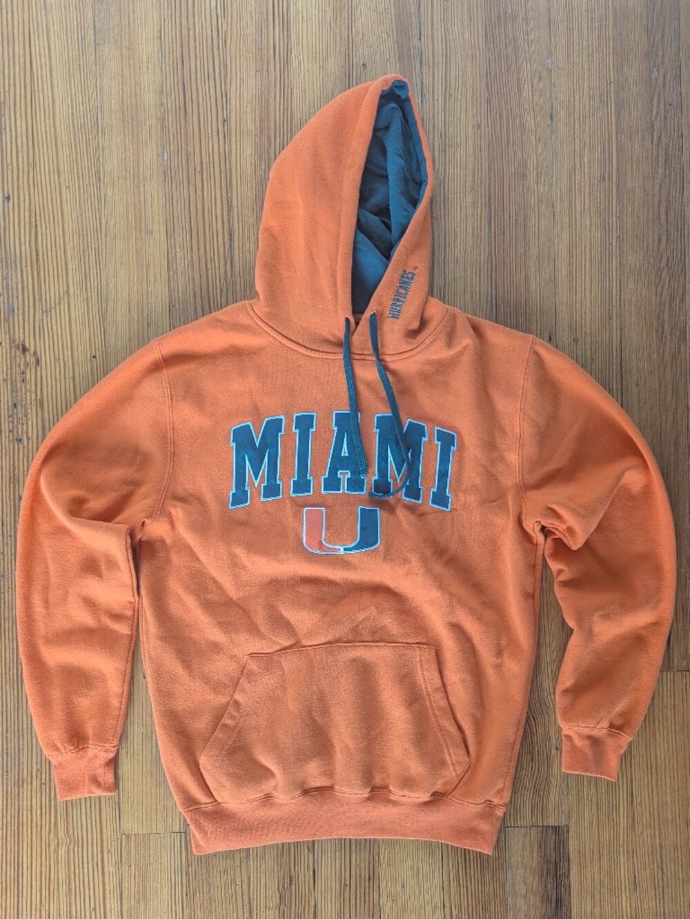 Colosseum Miami Hurricanes Hoodie Mens Medium M Orange Pullover Sweatshirt NCAA
